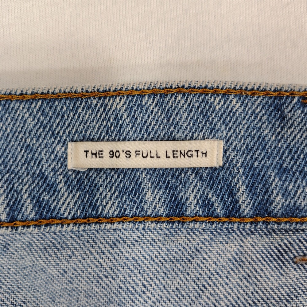 Zara The 90s Full Length Distressed Wide Leg Jeans Light Wash Blue Size 8 - Picture 4 of 8